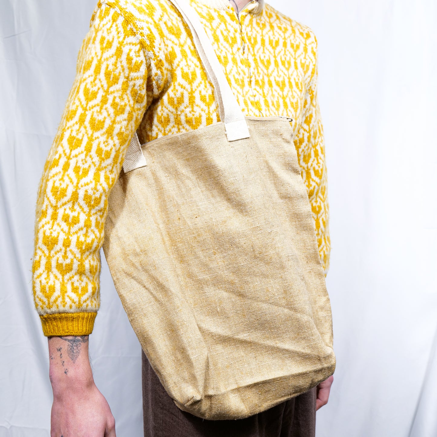 European 1930s "Eclair" Zipper Hemp Tote Bag