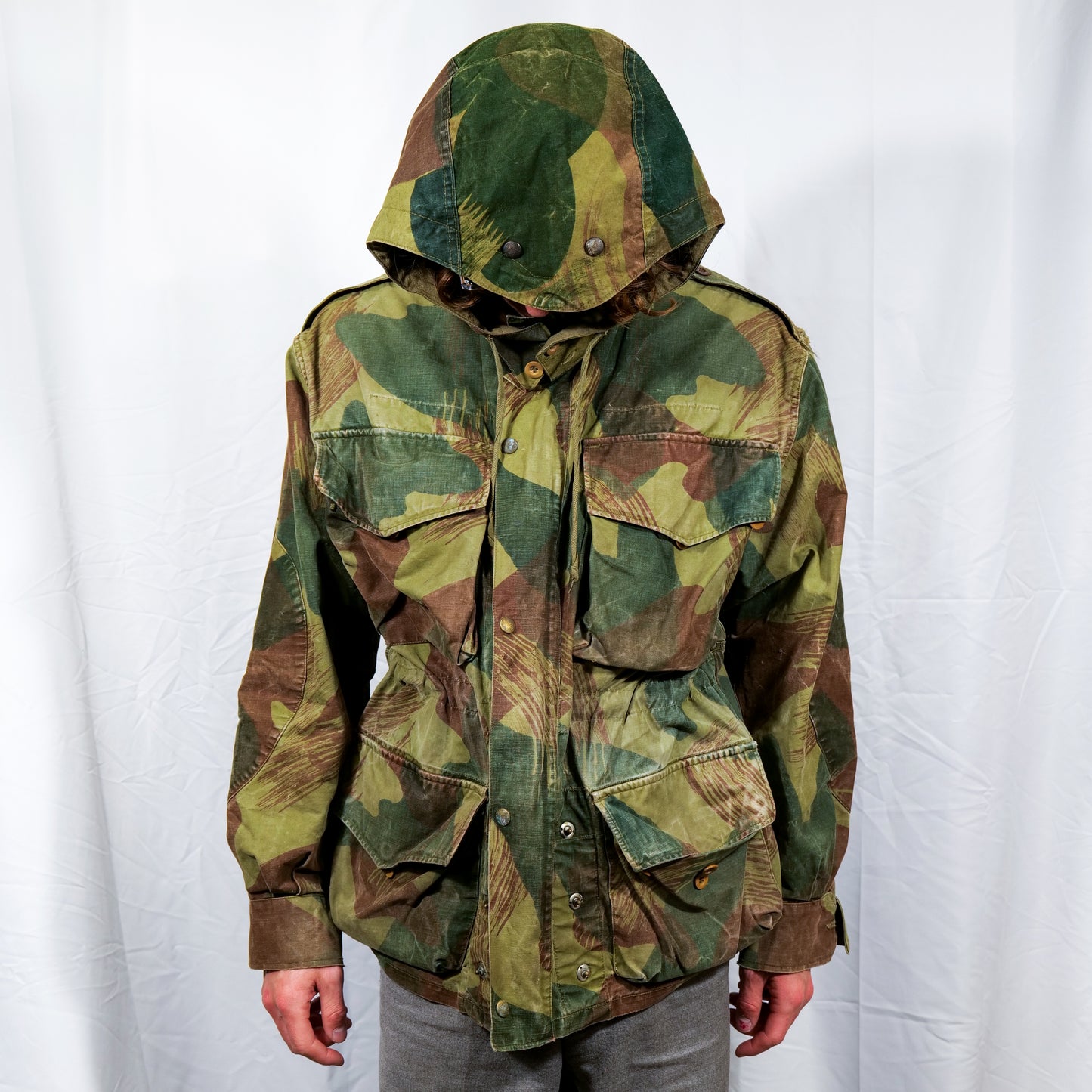 Dated 1956 Belgian ABL Brushstroke Camo Para Smock With Hood