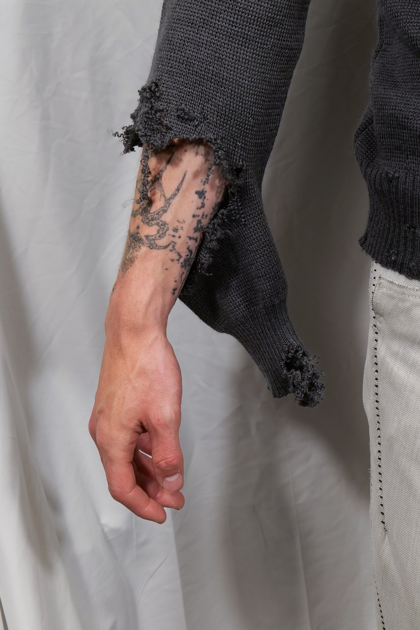 Thrashed & Distressed 1970s Polo Collar Knitted Jumper