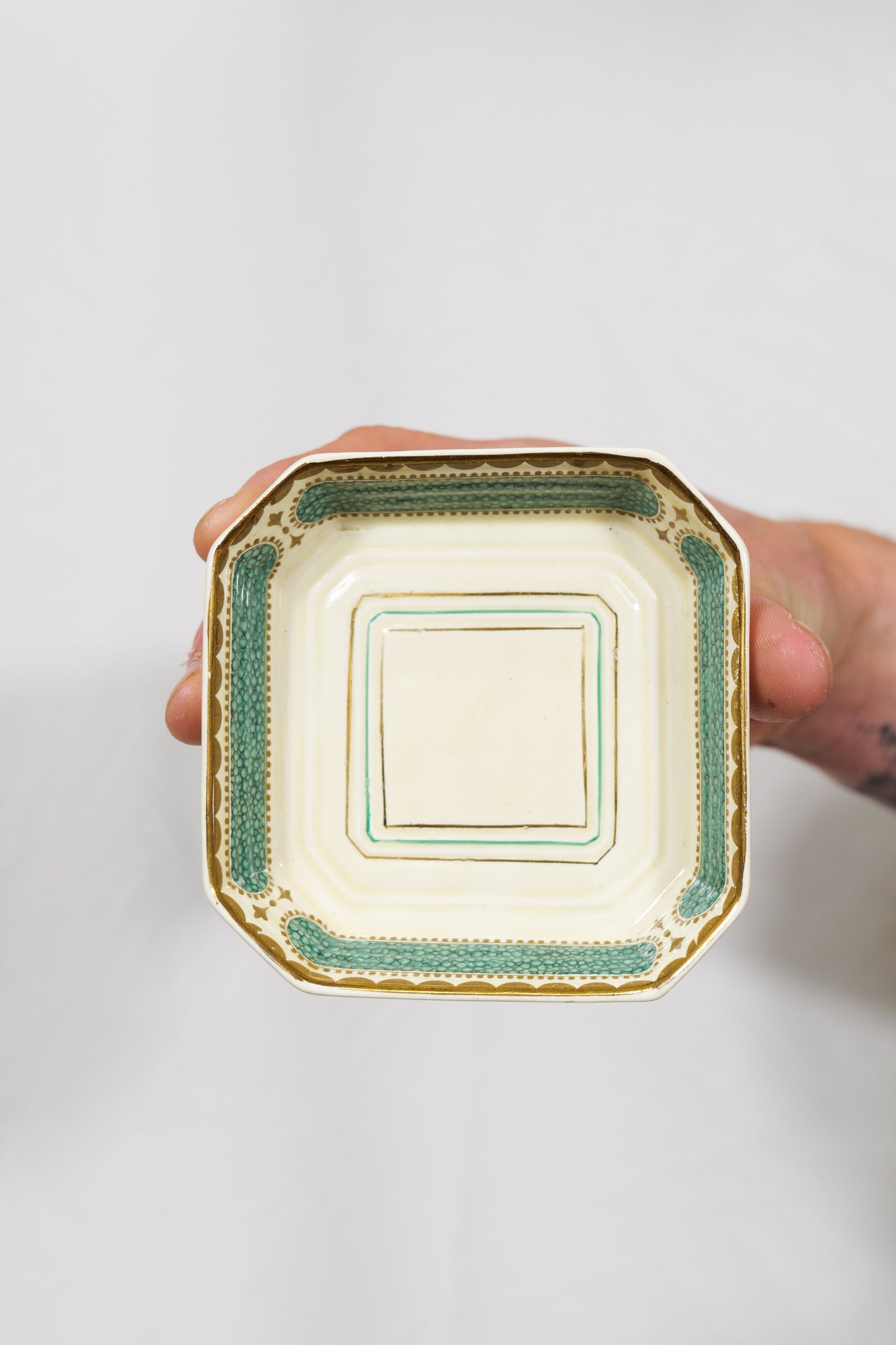 Two British 1930s Art Deco Hand Painted Ceramic Dishes