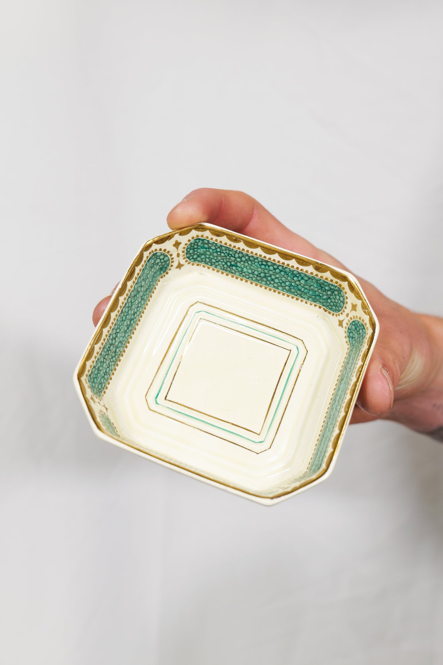 Two British 1930s Art Deco Hand Painted Ceramic Dishes
