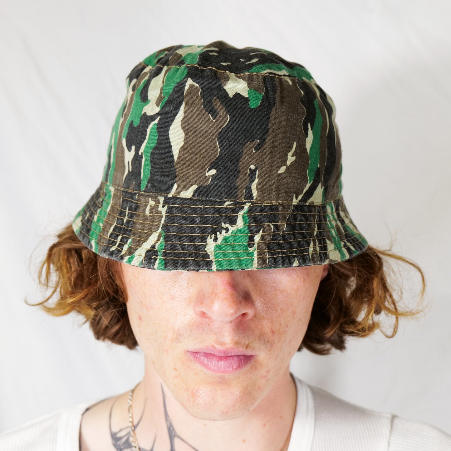 Made In Hong Kong 1960s Printed Cotton Camo Hat 58-59CM