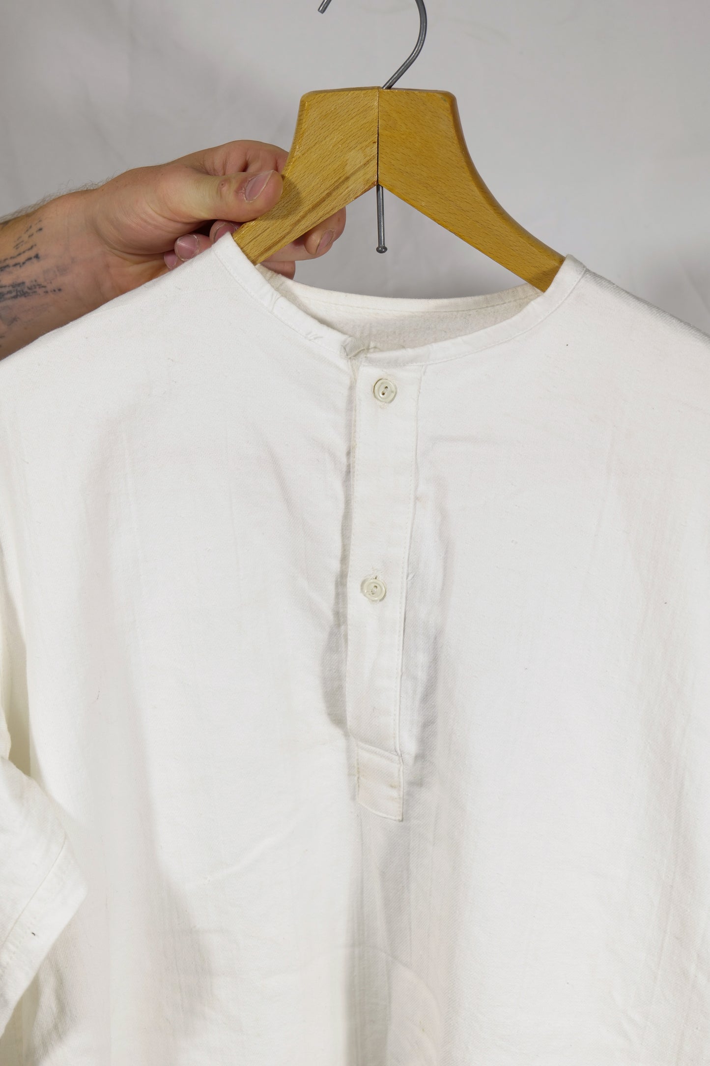 French Army 1940s Heavy Cotton Pyjama Shirt