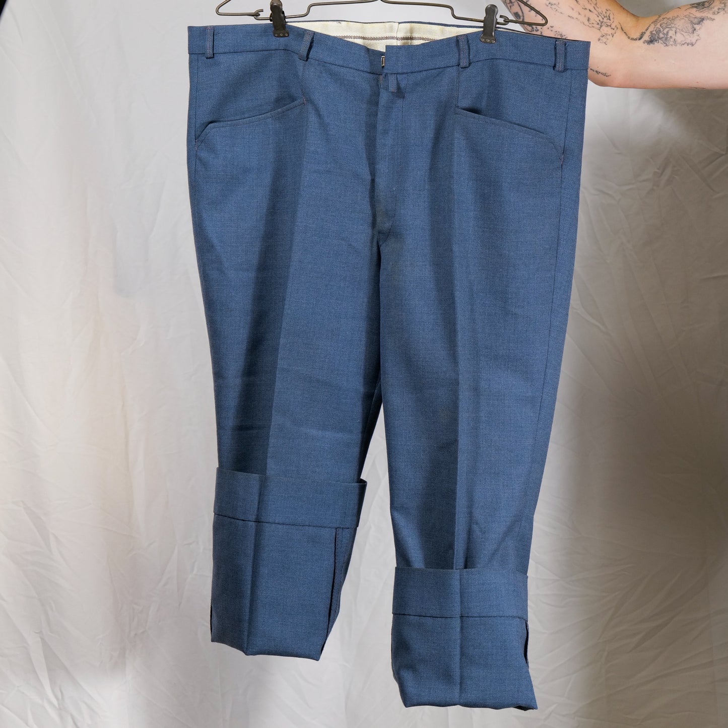 European 1970s Mega Cuff Trousers With Crazy Zipper