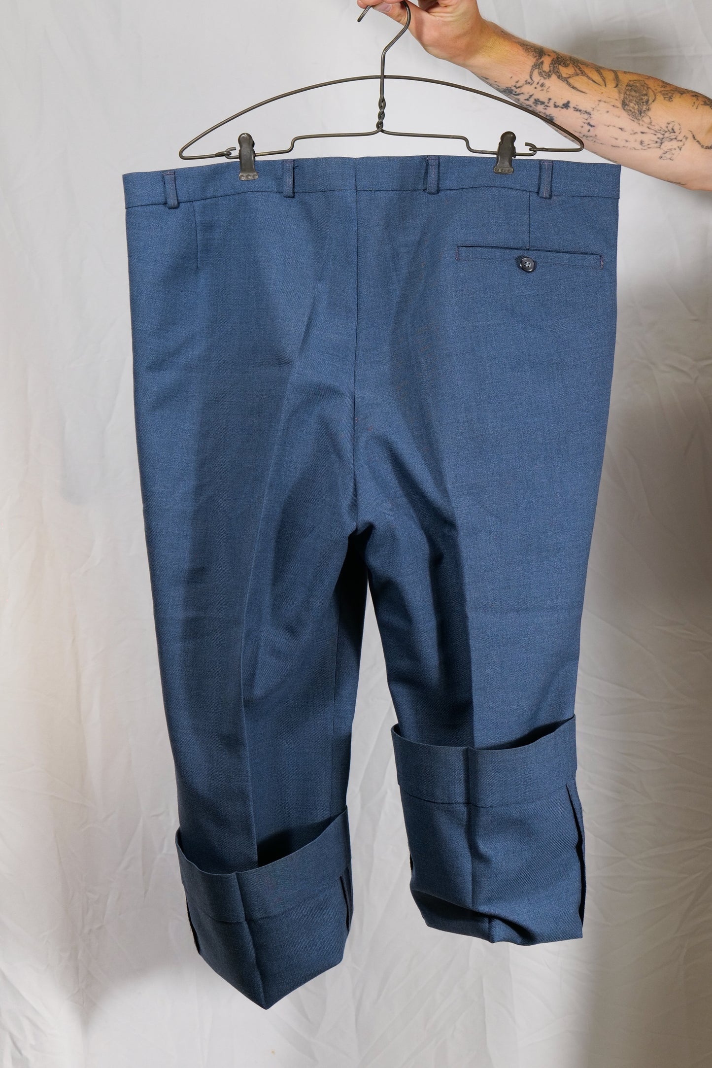 European 1970s Mega Cuff Trousers With Crazy Zipper