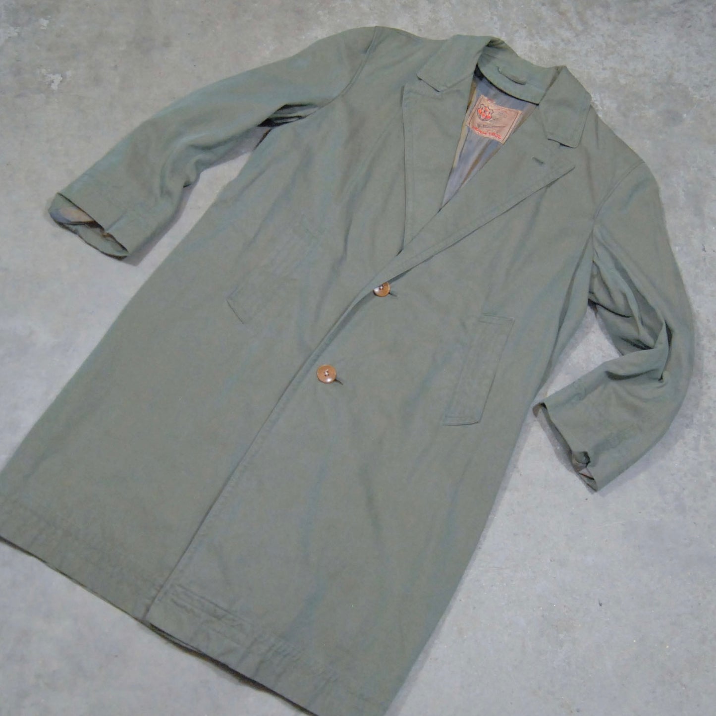 European 1940s 1950s Gabardine Raincoat