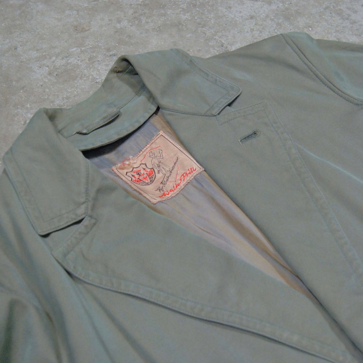 European 1940s 1950s Gabardine Raincoat
