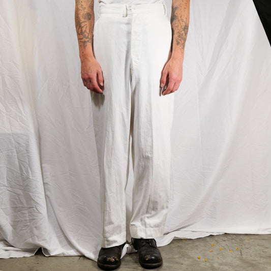 CC41 British Naval Trousers In White Drill Cotton