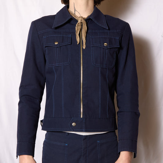 British 1970s Flared Blouson Jacket Suit By "St Michael"