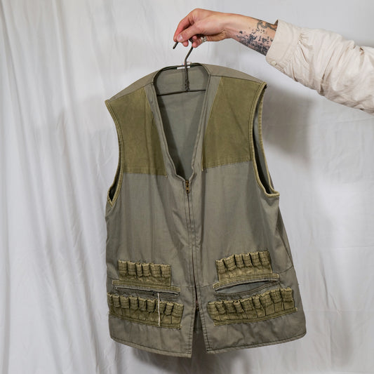 French 1960s Hunting Vest With Shell Holders