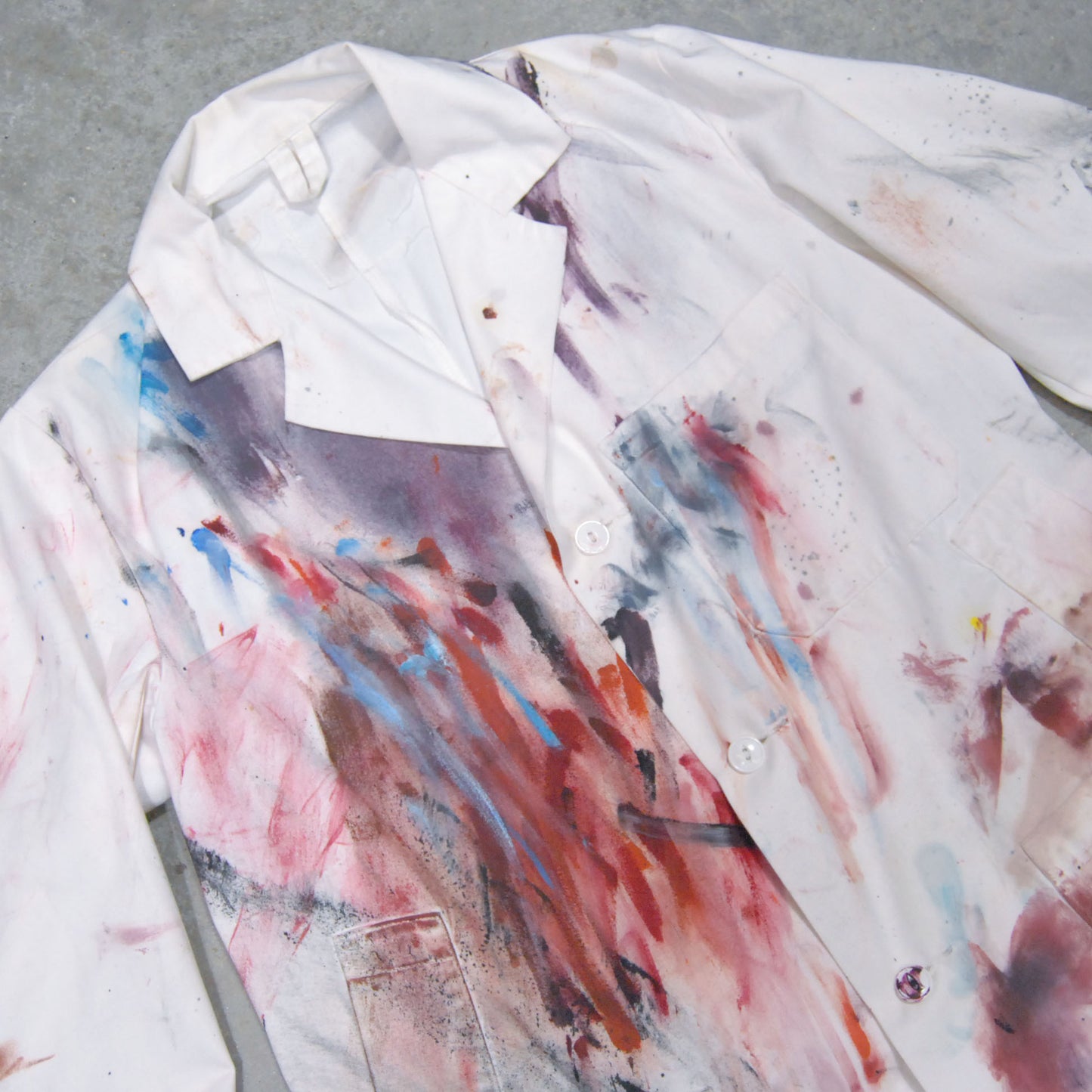 British 1940s Painters Labcoat In Collaboration With Artist Alfie Rouy