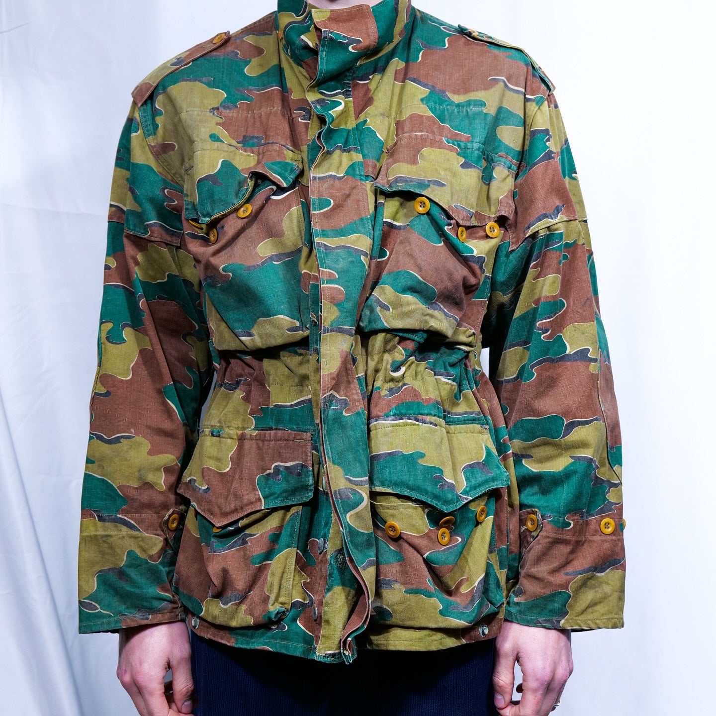 Dated 1956 Belgian Army Jigsaw Camo Heavy Canvas Cotton Smock