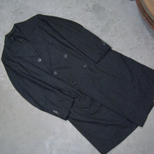 British 1920s Double Breasted Overcoat (Black HBT)