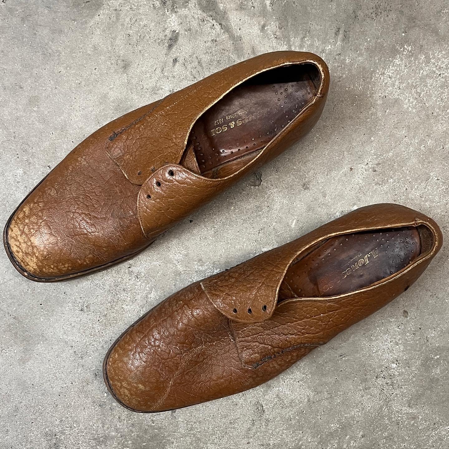 1950s Textural Leather Gents Oxford Shoes By AJones & Son