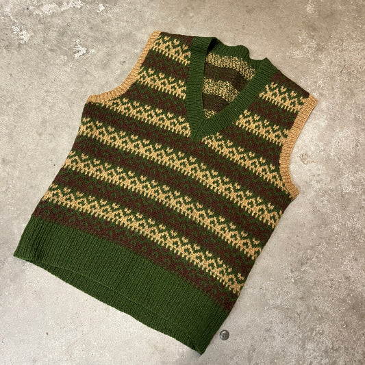Hand Knit Woolen Fair Isle Vest