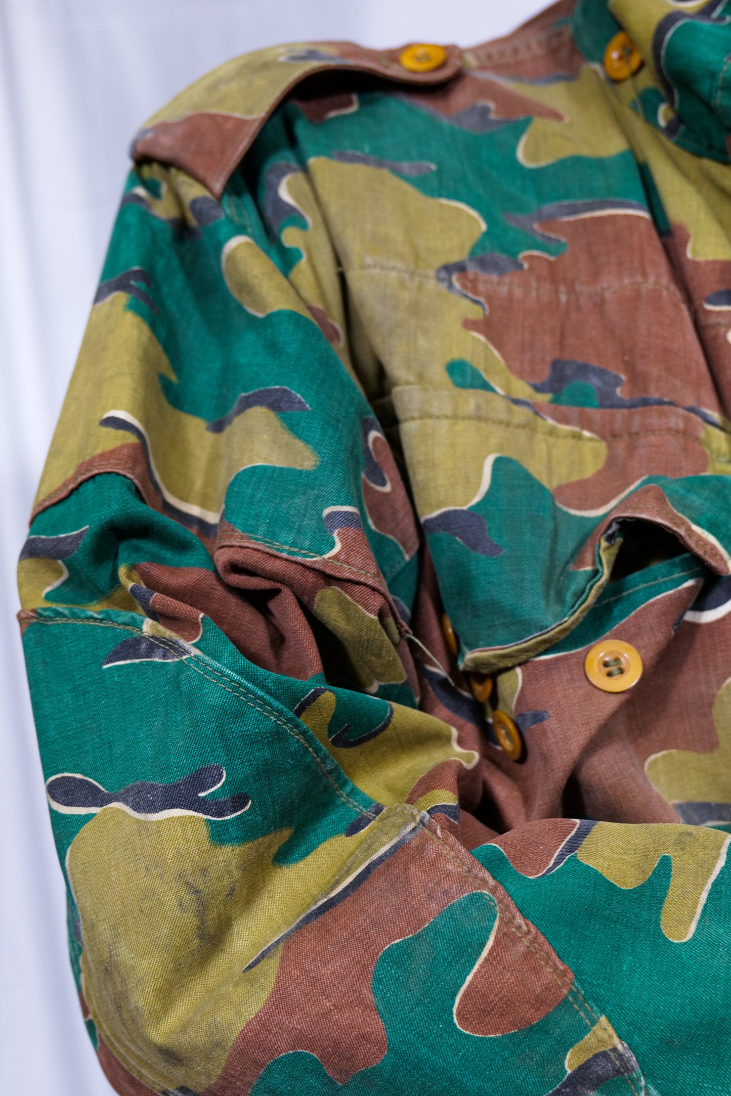 Dated 1956 Belgian Army Jigsaw Camo Heavy Canvas Cotton Smock