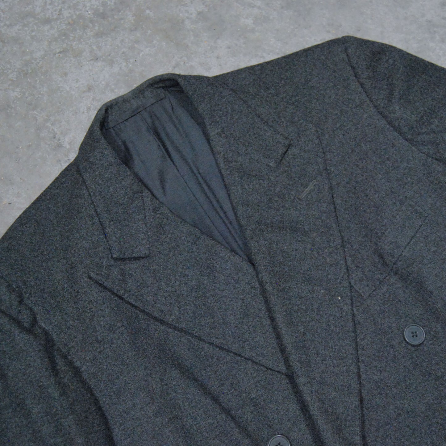 British 1940s 1950s Peak Lapel Double breasted Blazer In Slate Grey Worsted Wool