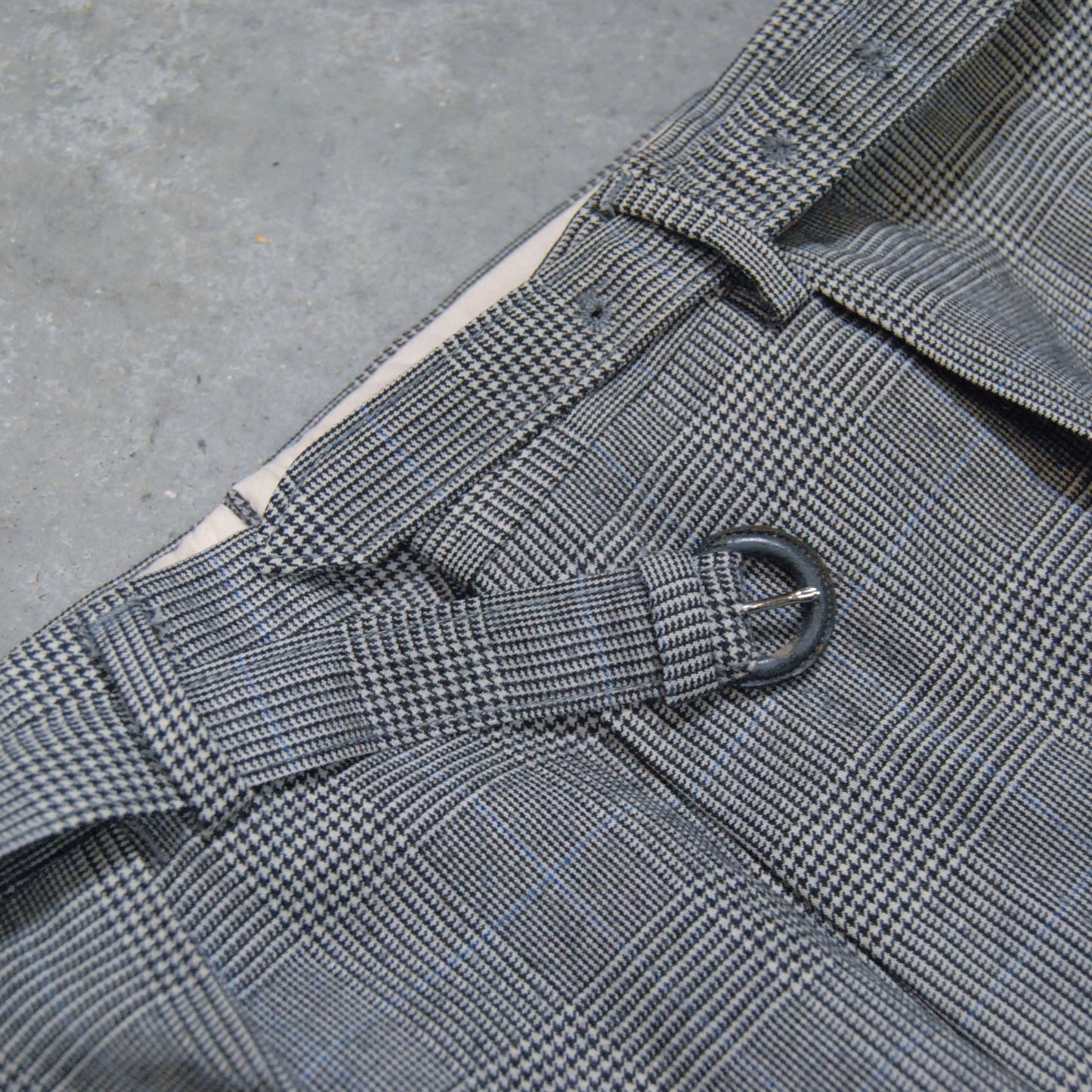 British 1970s Belted Windowpane Trousers By Austin Reed & Chester Barrie