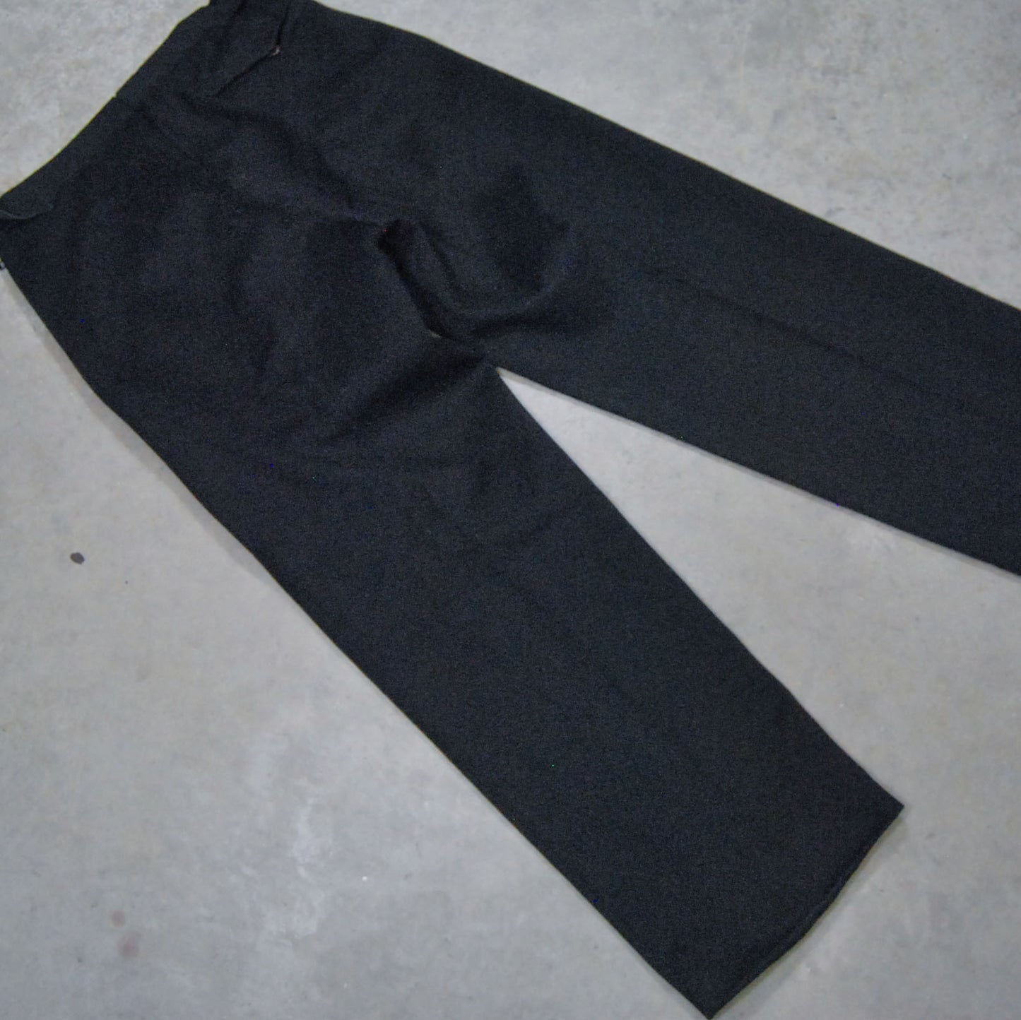 Wide Legged 1930s Black Side Tab Wool Trousers