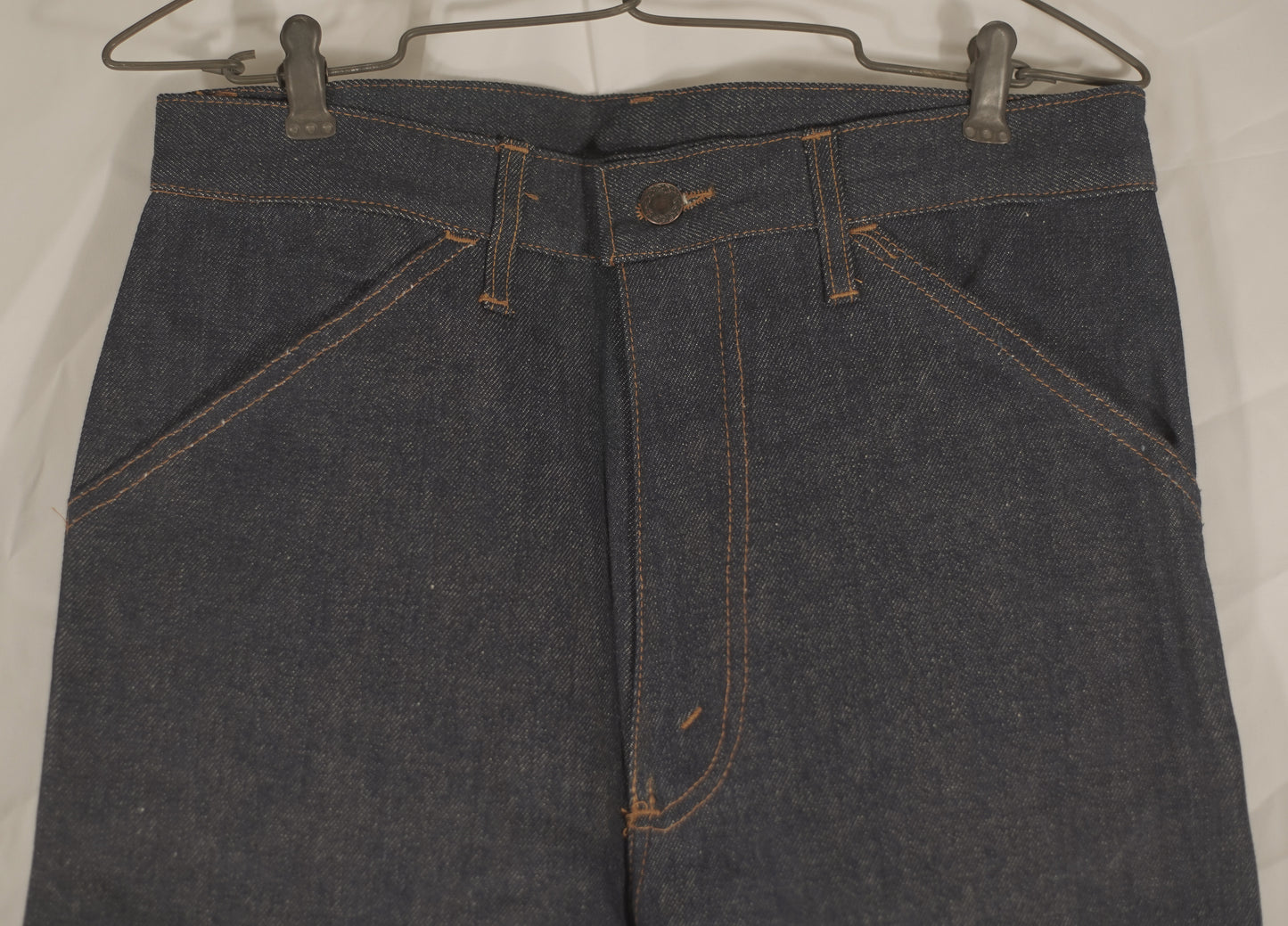 British NOS 1970s Carpenter Pocket Denim Bootcut Jeans By Pexwear
