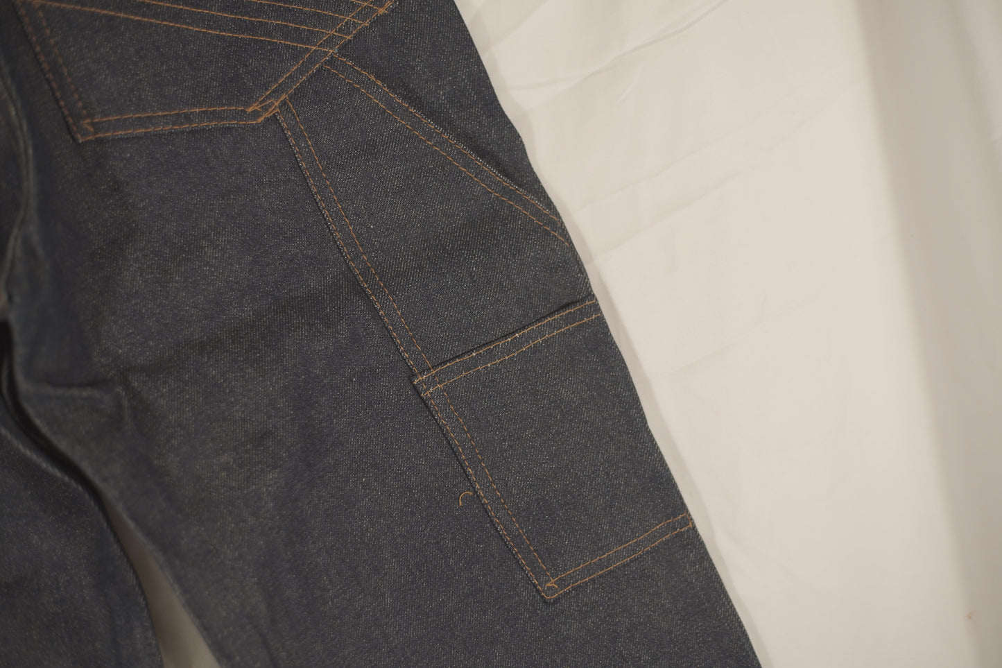 British NOS 1970s Carpenter Pocket Denim Bootcut Jeans By Pexwear