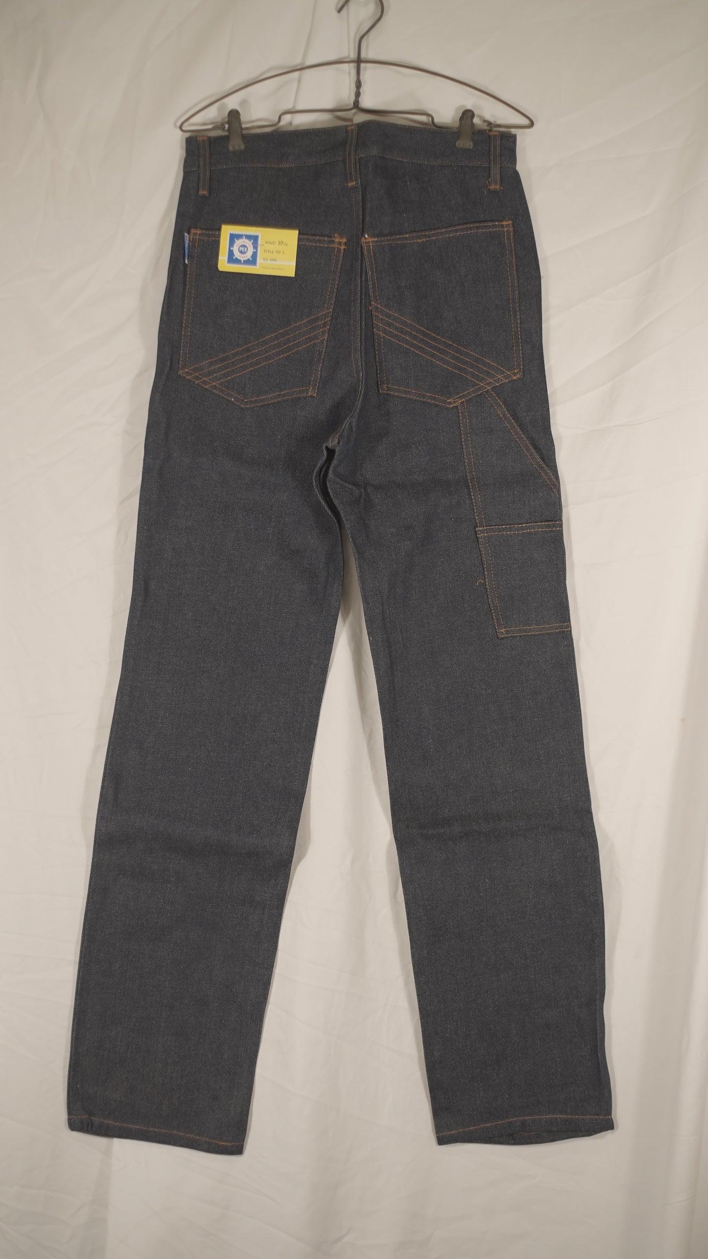 British NOS 1970s Carpenter Pocket Denim Bootcut Jeans By Pexwear