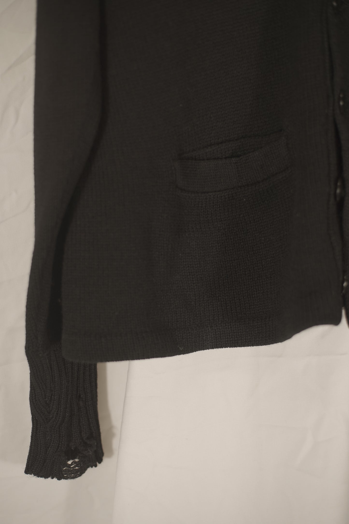 German 1930s Black Woolen Distressed Cardigan