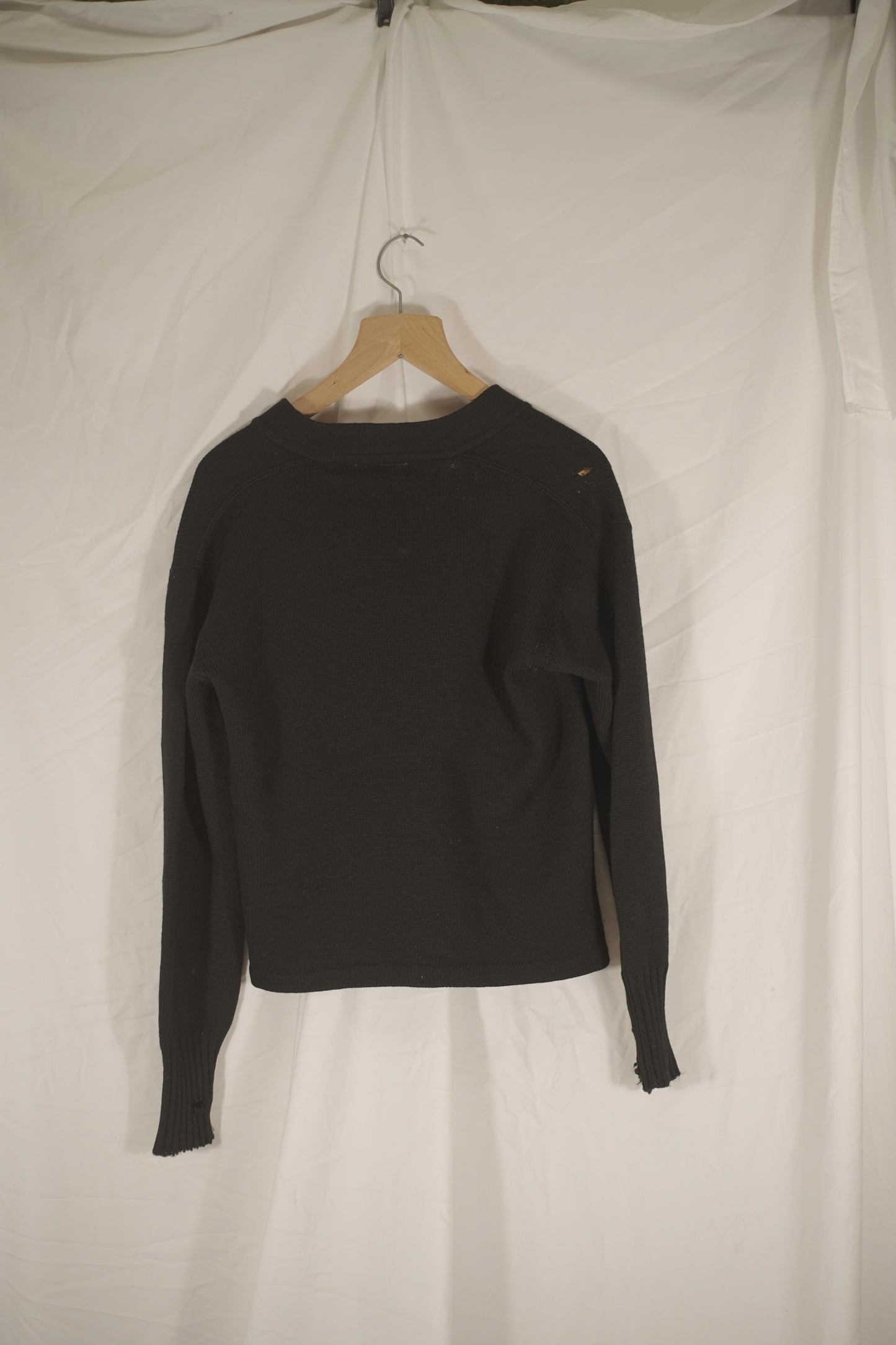 German 1930s Black Woolen Distressed Cardigan