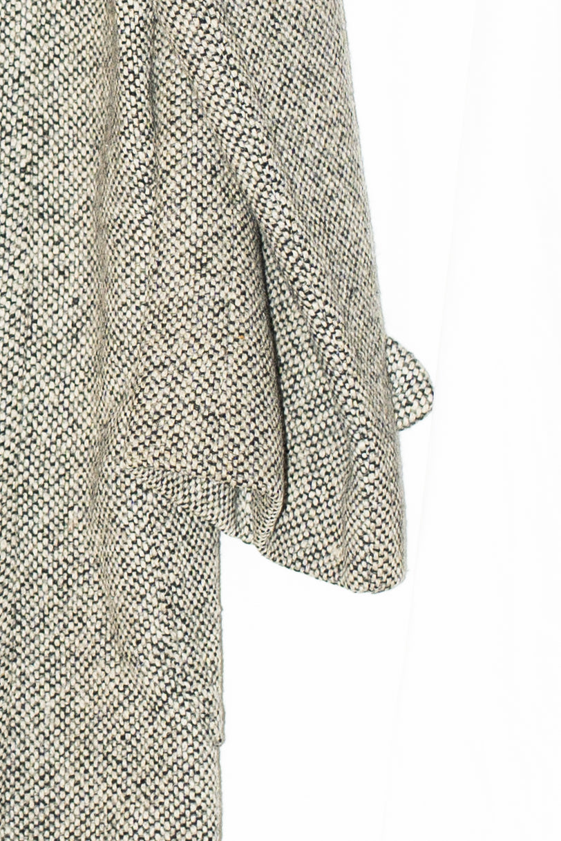 European 1940s 1950s Dot Weave Tweed Overcoat
