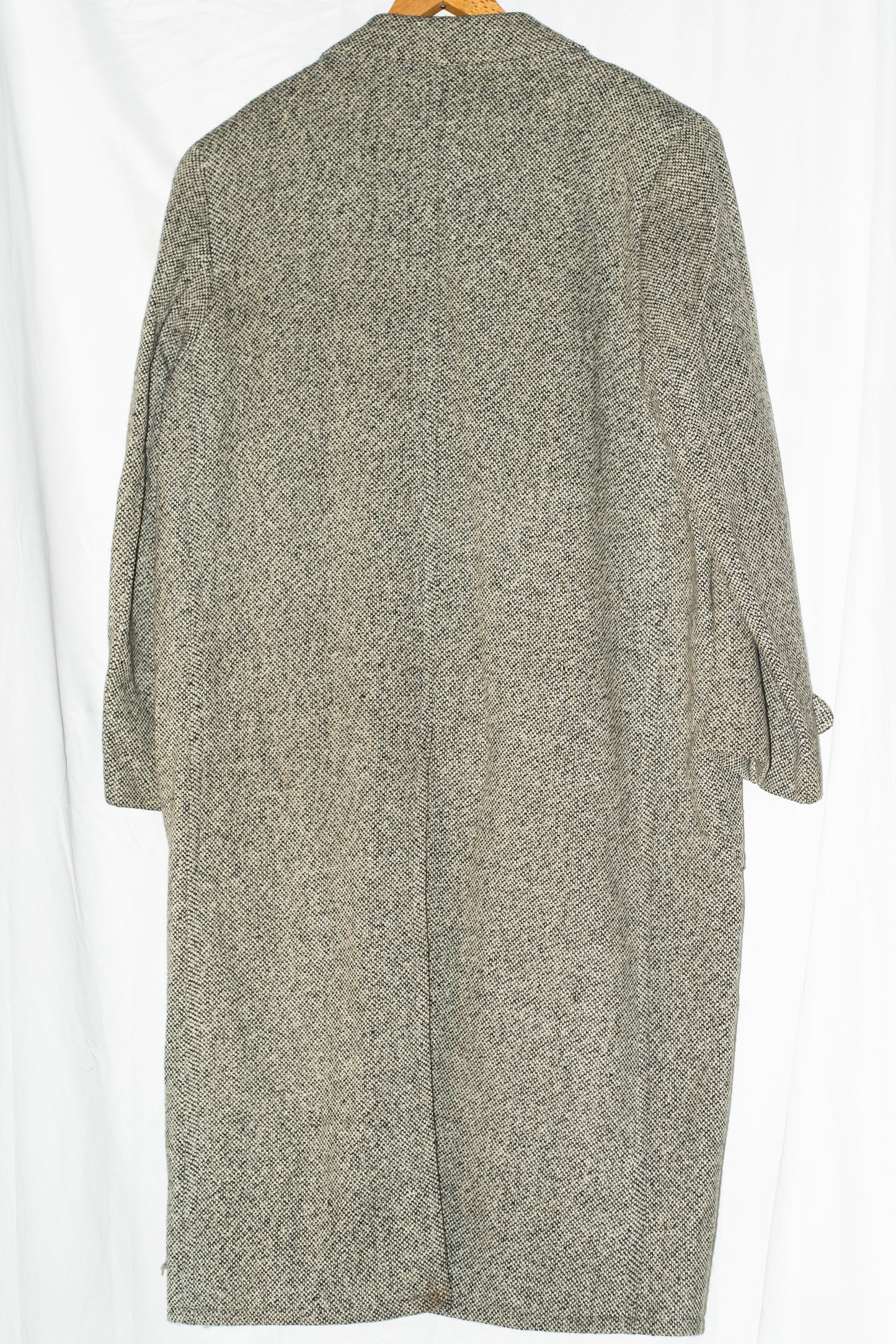European 1940s 1950s Dot Weave Tweed Overcoat
