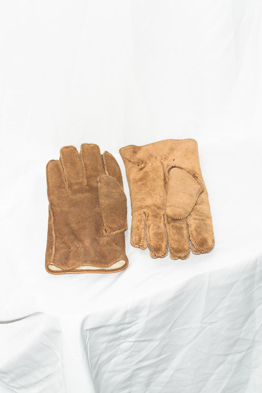 British 1940s 1950s Sheepskin Lined Leather Gloves
