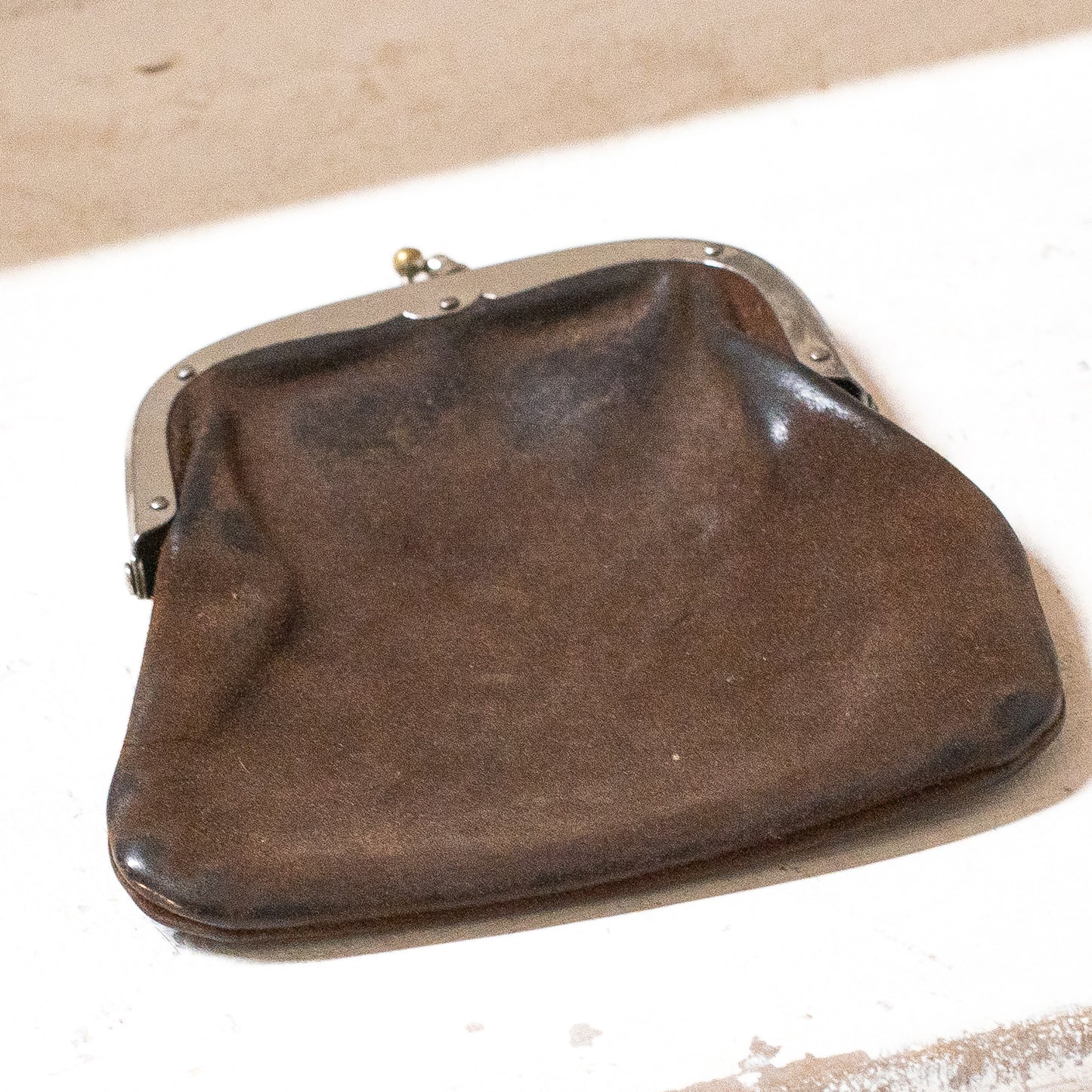 Antique Leather Coin Purse With Beautiful Patina
