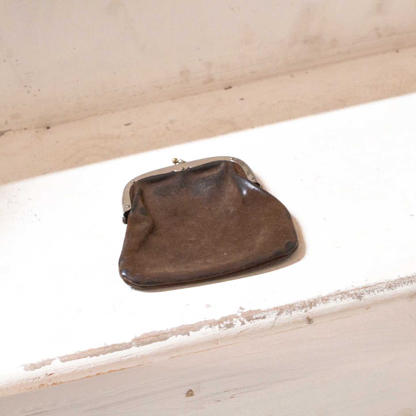 Antique Leather Coin Purse With Beautiful Patina