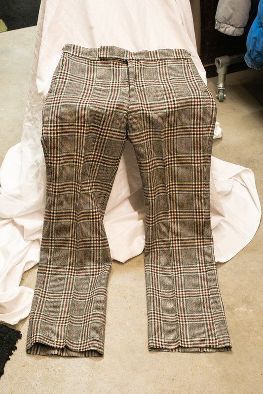 1970s Flared Checked Trousers