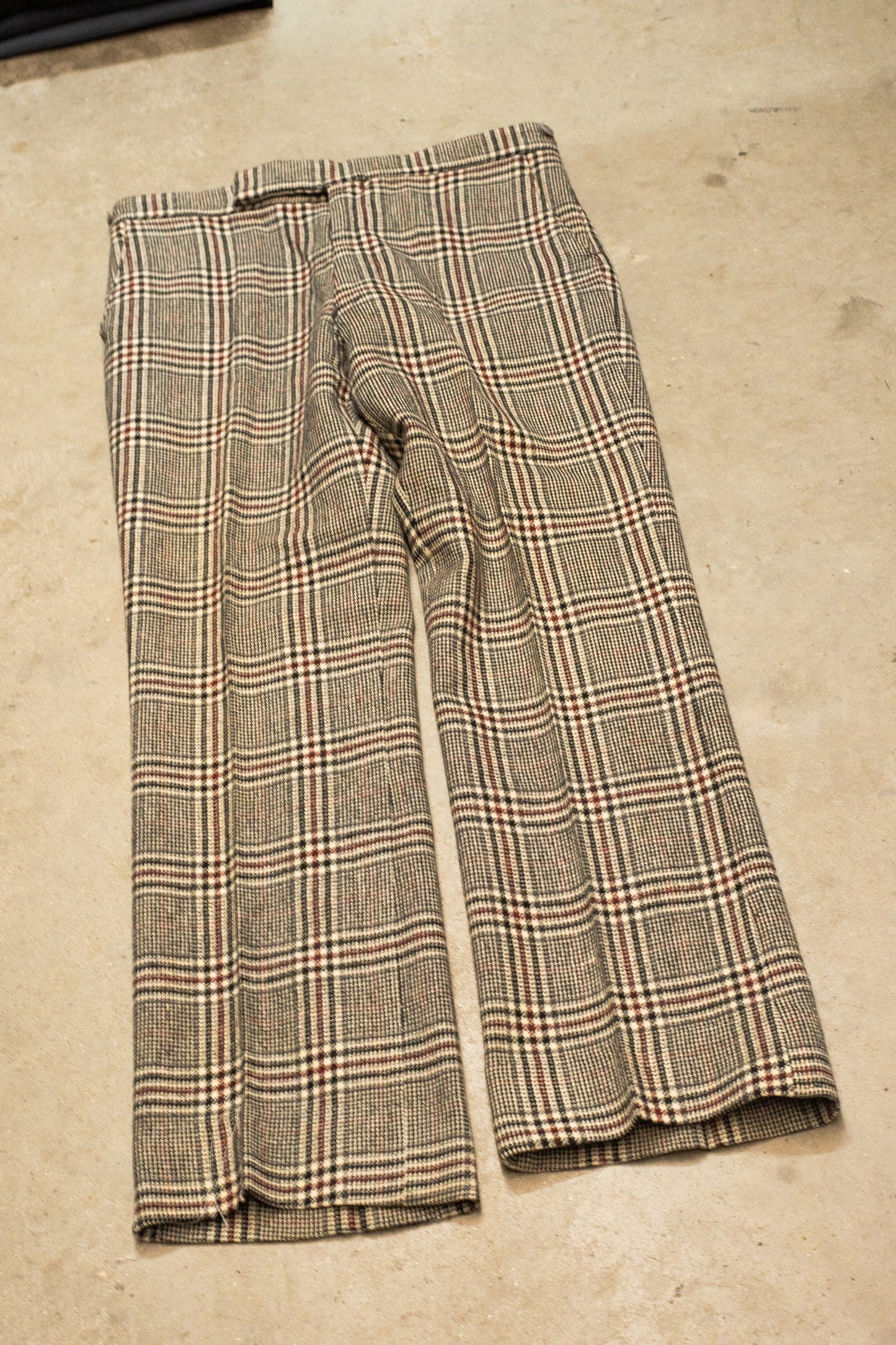 1970s Flared Checked Trousers