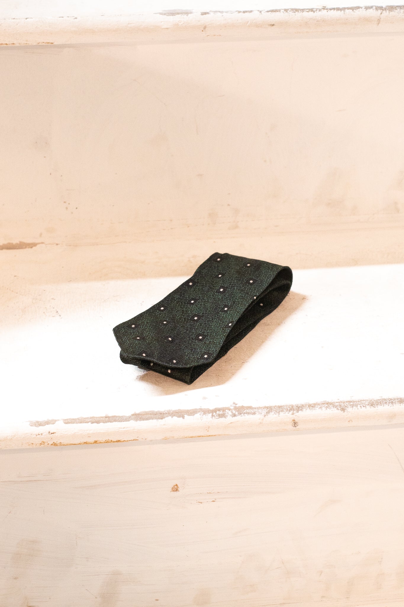 European 1930s Deco Tie Green Geometric Motifs