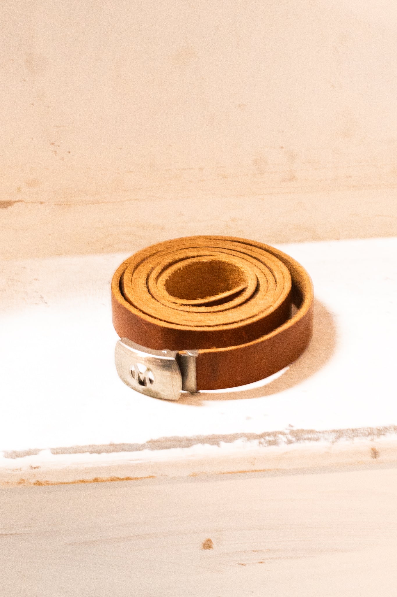 Art Deco 1930s Silverplate Clip On Belt Buckle Name Initial "M" & Leather Blank Belt