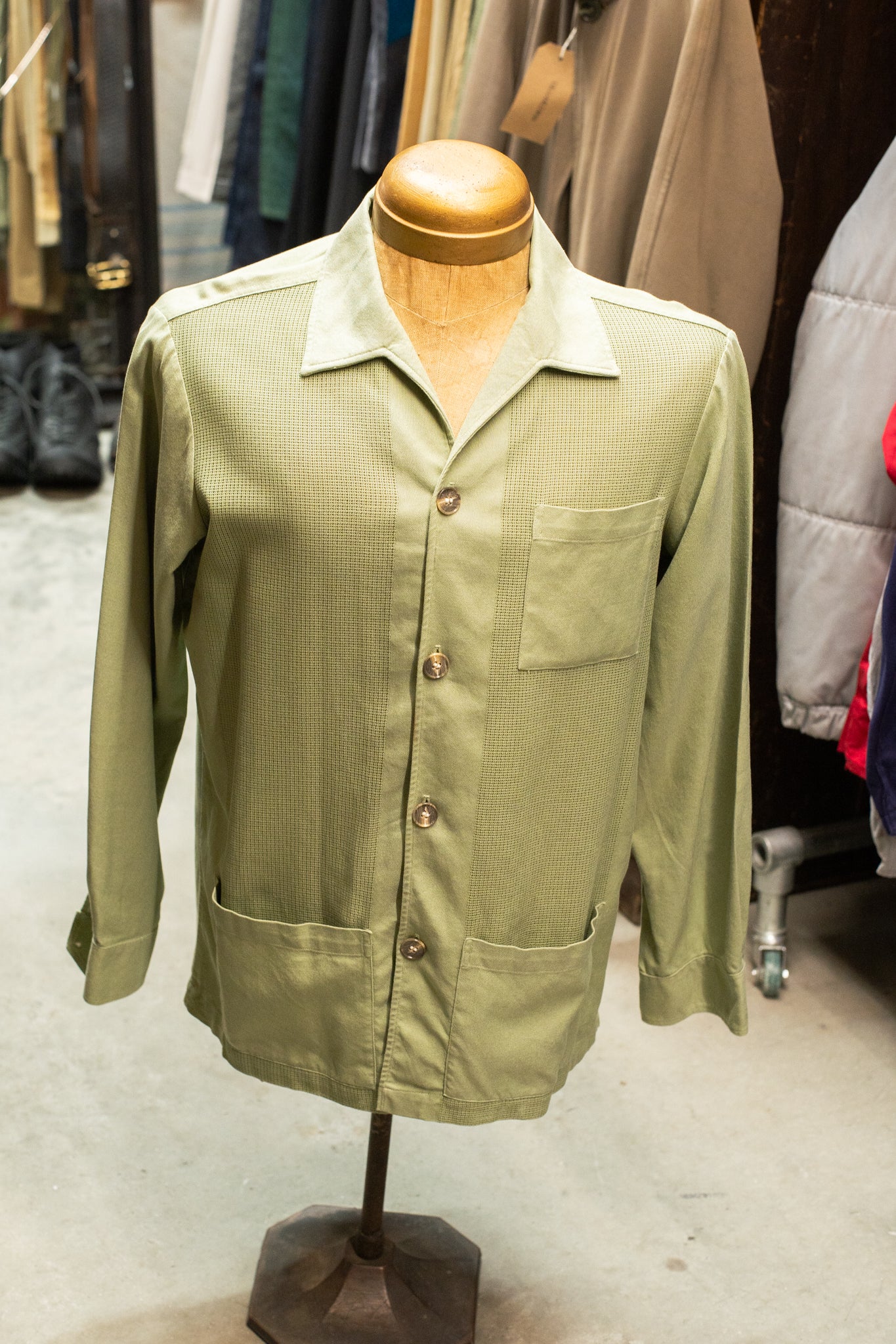 1970s Made In UK St Michael Aertex Button Up Shacket