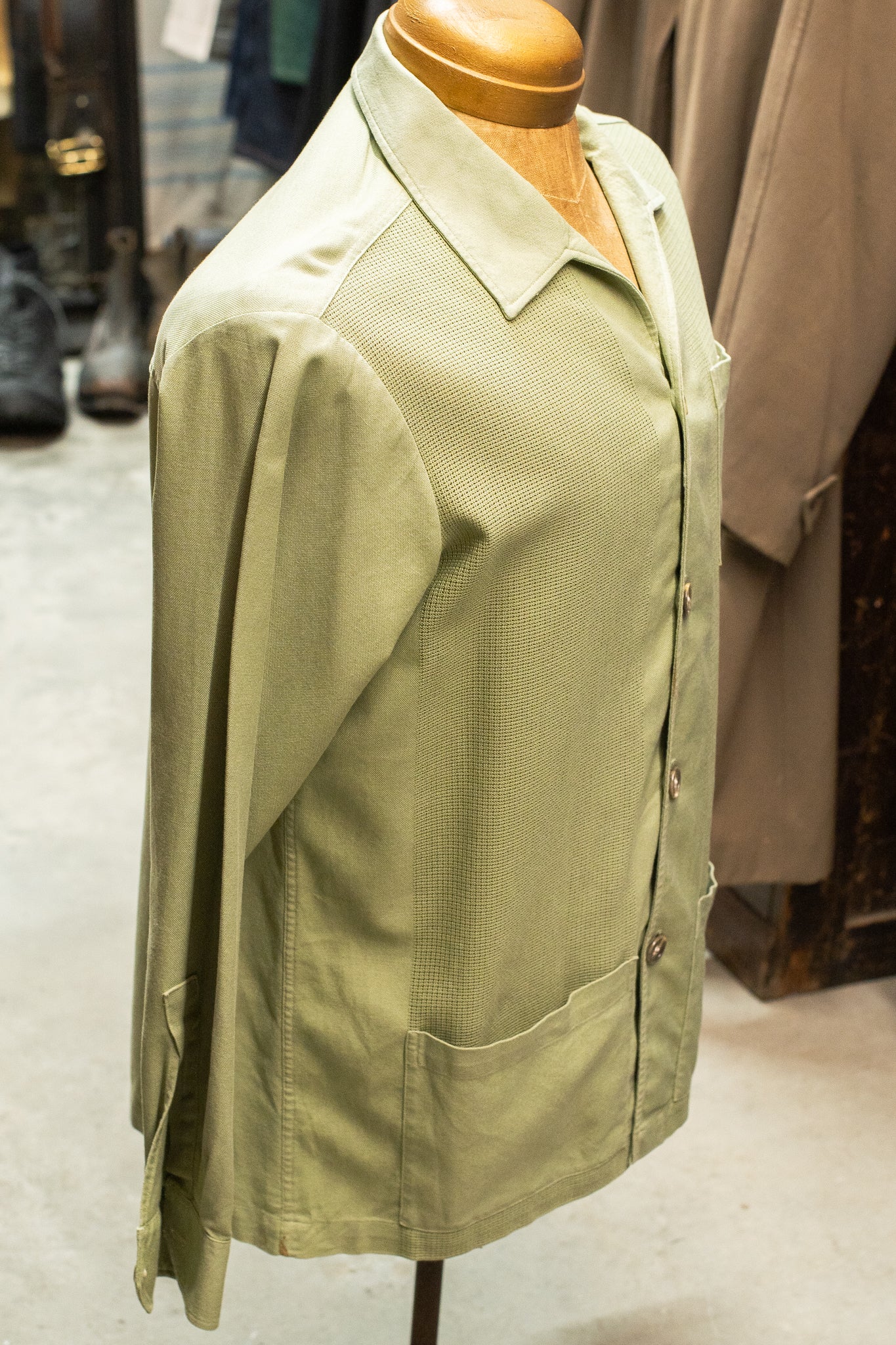 1970s Made In UK St Michael Aertex Button Up Shacket