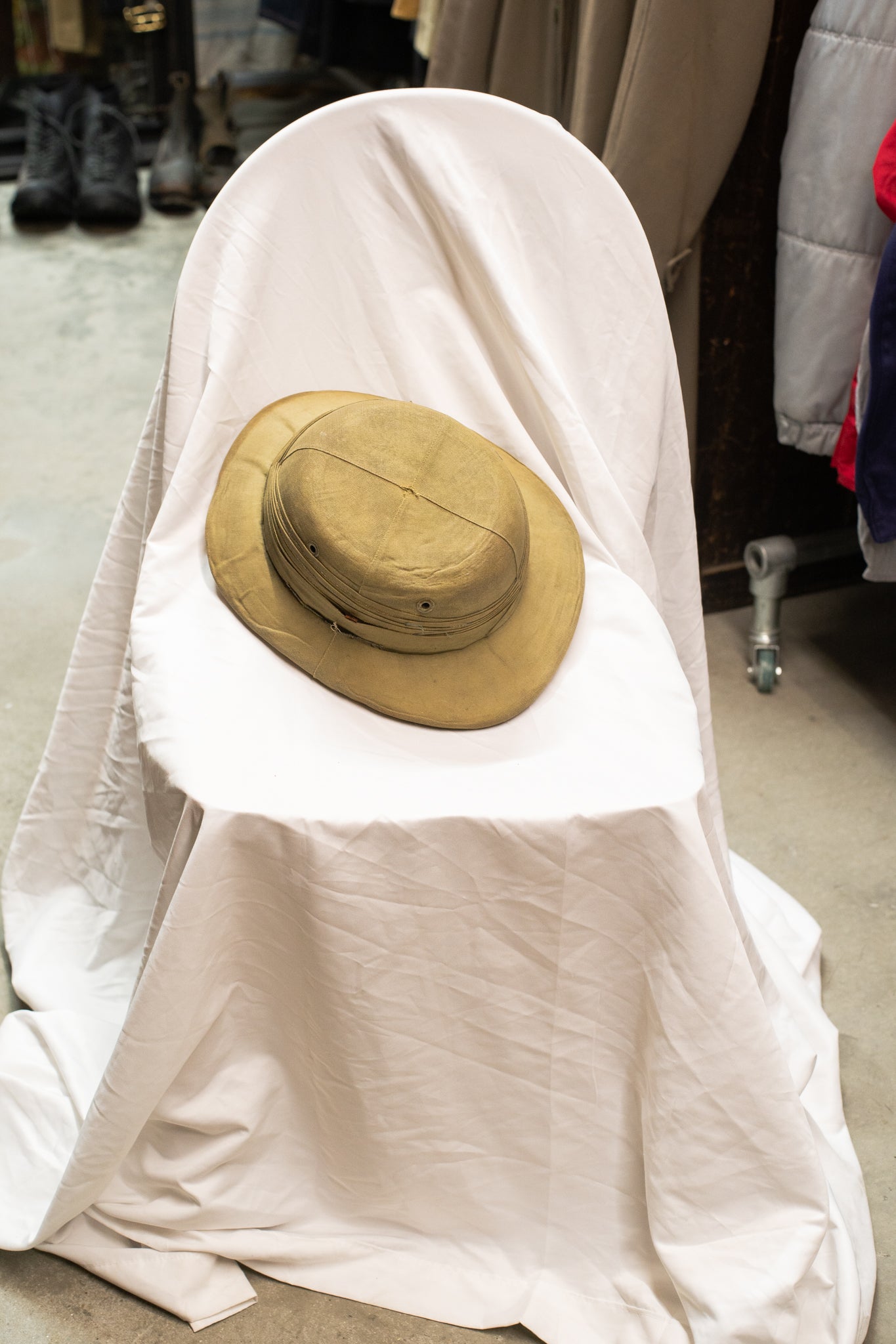 1890s-1900s Tropical Pith Helmet In Beautiful Faded Green