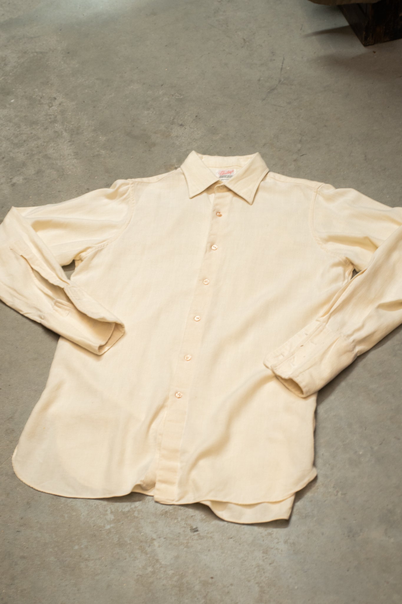 British 1940s Cream Flannel Wool Shirt By Christeys London