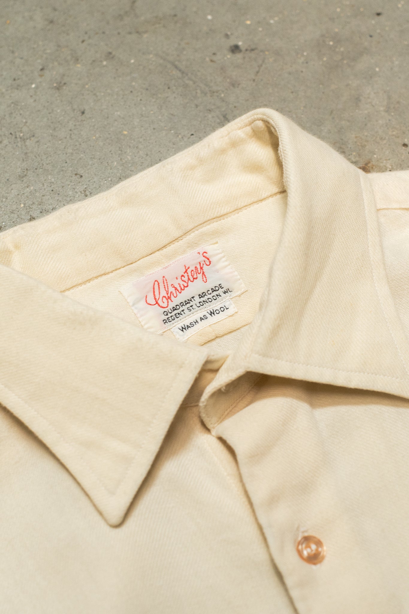 British 1940s Cream Flannel Wool Shirt By Christeys London