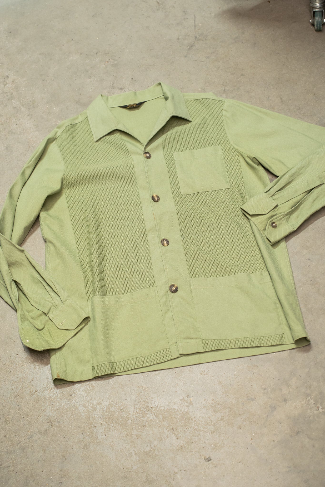 1970s Made In UK St Michael Aertex Button Up Shacket