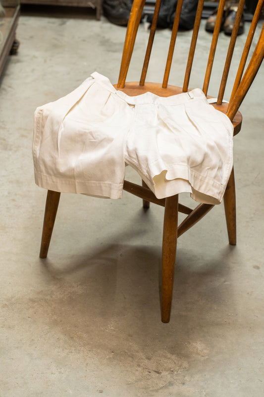 1950s 1960s Royal Navy White Drill Cotton Thrashed Shorts