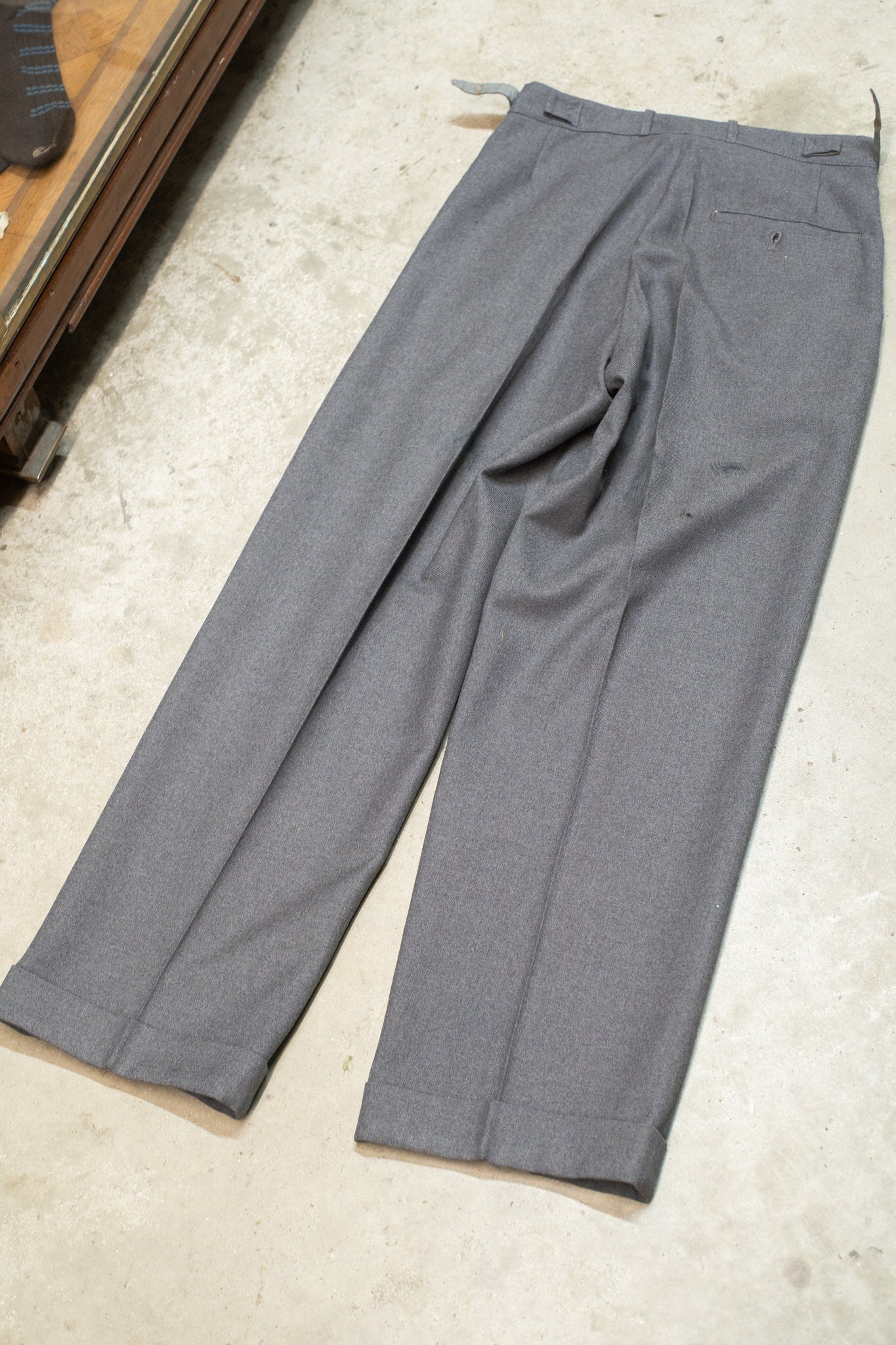 Dated 1956 Deadstock Demob Grey Flannel Trousers