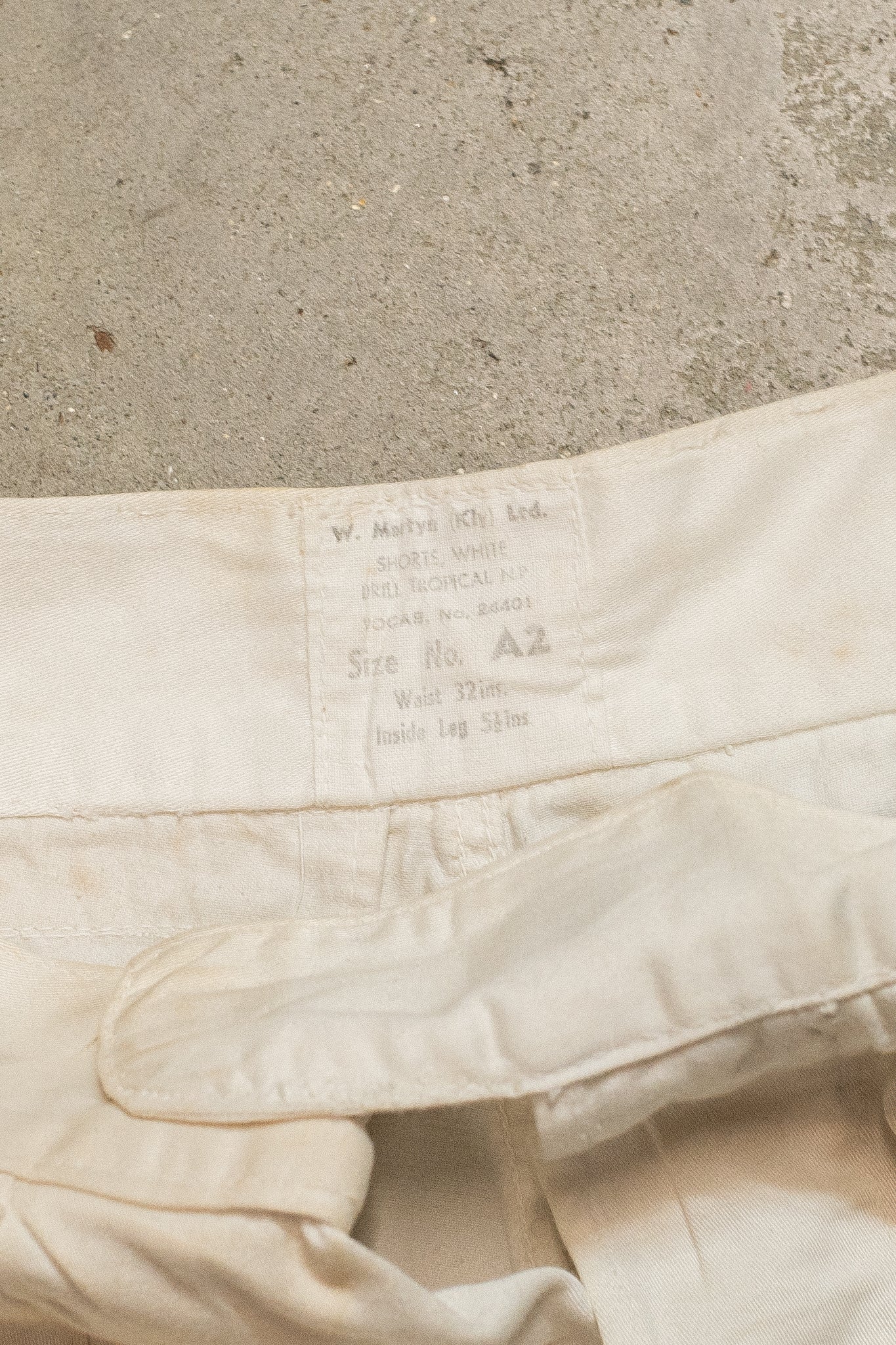 1950s 1960s Royal Navy White Drill Cotton Thrashed Shorts