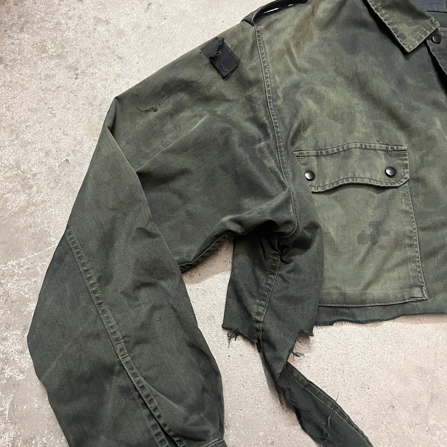Overdyed Distressed Cropped Jacket