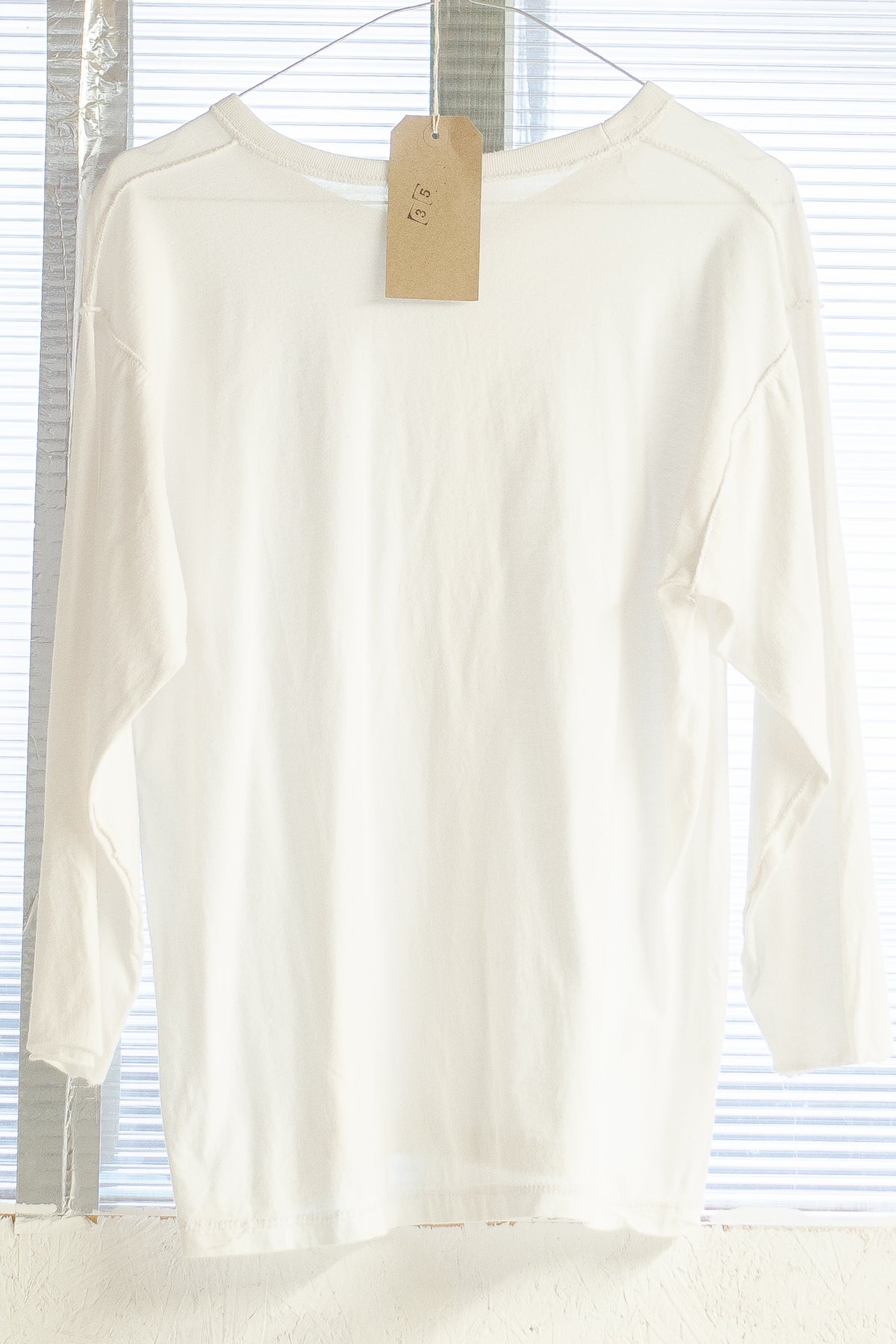 Cut Off Sleeve White 100% Cotton Longsleeve