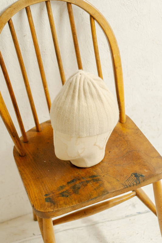Cashmere Ribbed Commando Style Beanie
