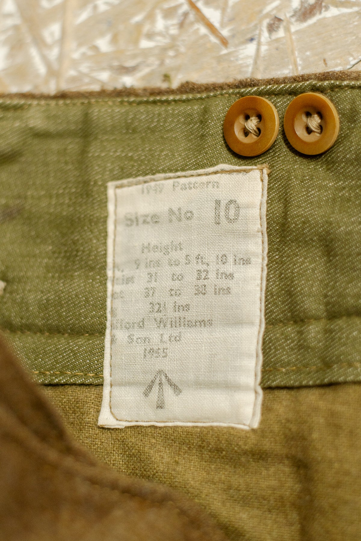 1949 Pattern Wide Legged British Army Trousers With Denim Waistband